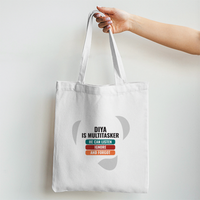 Personalized Tote Bag Non Zipper Printing - Typographic with Custom Name -Embroidery Print - Embroidery Print image 1