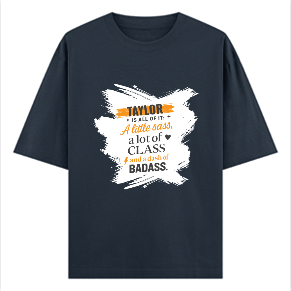 Personalized Oversized Standard T-Shirt - Modern with Custom Name -DTG Print - Navy Blue image 1
