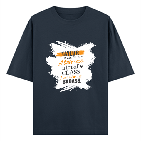 Personalized Oversized Standard T-Shirt - Modern with Custom Name -DTG Print - Navy Blue image 1
