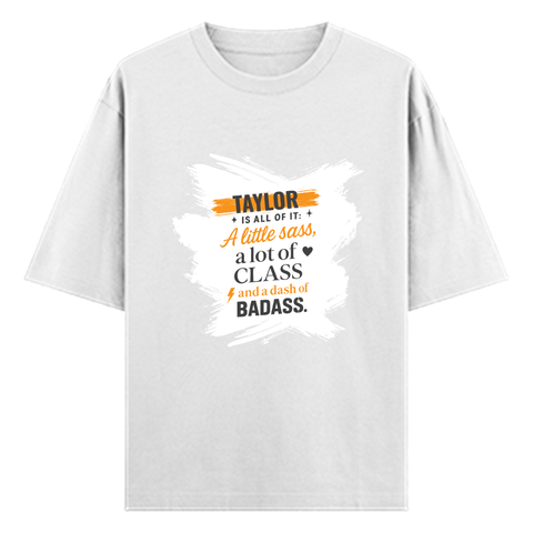 Personalized Oversized Standard T-Shirt - Modern with Custom Name -DTF Print - White image 1