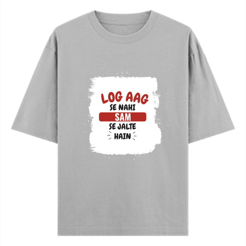 Personalized Oversized Classic T-Shirt - Typographic with Custom Name -DTG Print - Grey Melange image 1