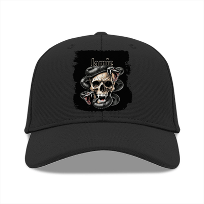 Personalized Baseball Ottoman Cap - Edgy with Custom Name -DTG Print - Black image 1