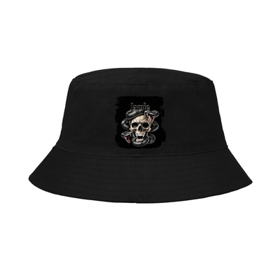 Personalized Classic Bucket Hat - Edgy with Custom Name -DTG Print - intense skulls classic bucket hat - Black image 1