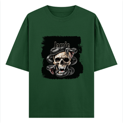 Personalized Oversized Classic T-Shirt - Edgy with Custom Name -DTG Print - intense skulls oversized classic t shirt