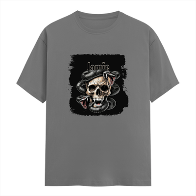 Personalized Male Classic Crew T-Shirt - Edgy with Custom Name -DTG Print - intense skulls male classic crew t shirt