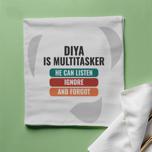 Personalized Cloth Napkin - Modern with Custom Name - White image 1