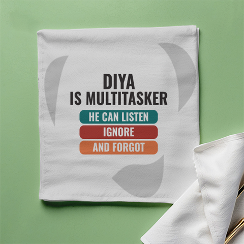 Personalized Cloth Napkin - Modern with Custom Name - White image 1