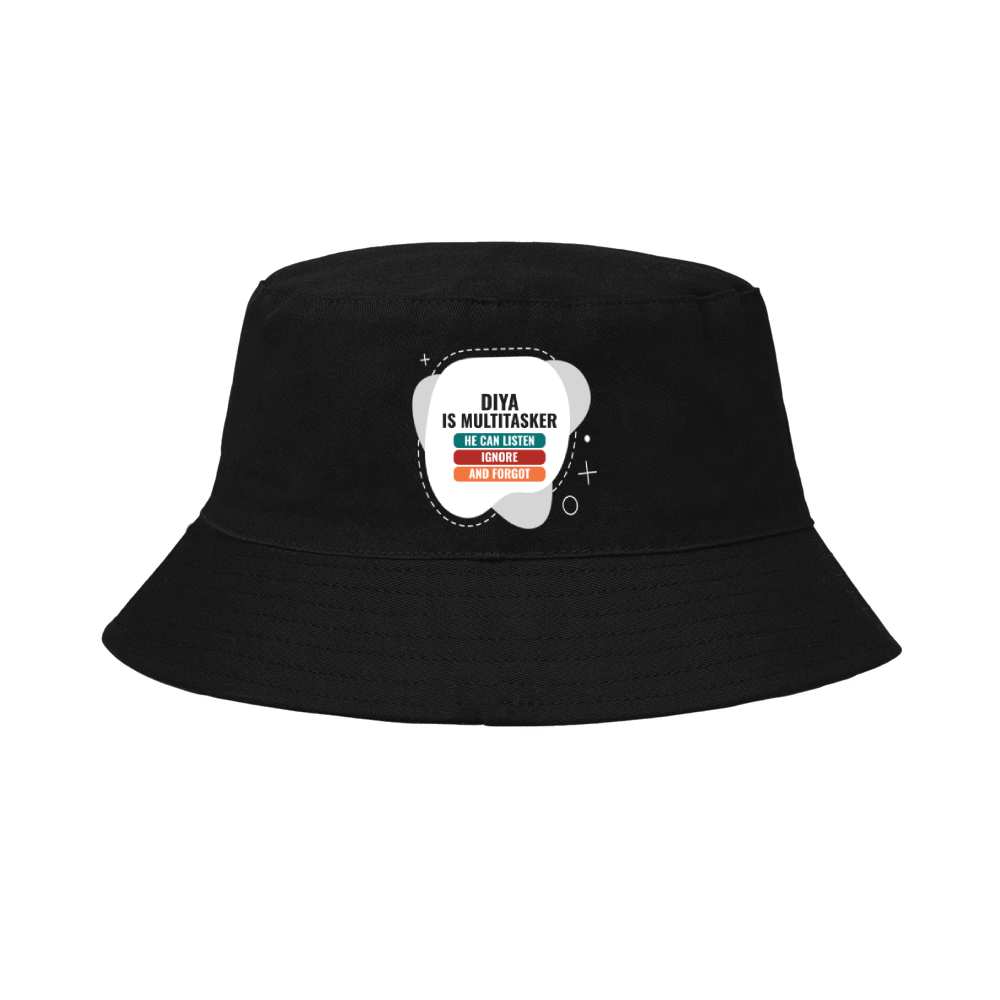 Personalized Classic Bucket Hat - Modern with Custom Name -DTG Print - Black image 1