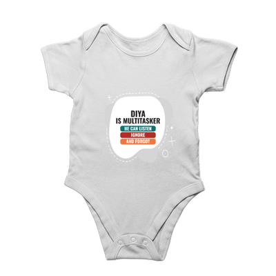 Personalized Rompers - Modern with Custom Name -DTG Print - White image 1