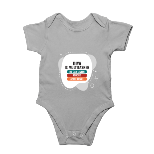 Personalized Rompers - Modern with Custom Name -DTF Print - Grey Melange image 2