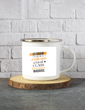 Personalized White Enamel Mugs - Graphic with Custom Name image 1