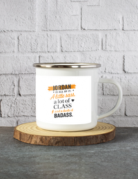 Personalized White Enamel Mugs - Graphic with Custom Name