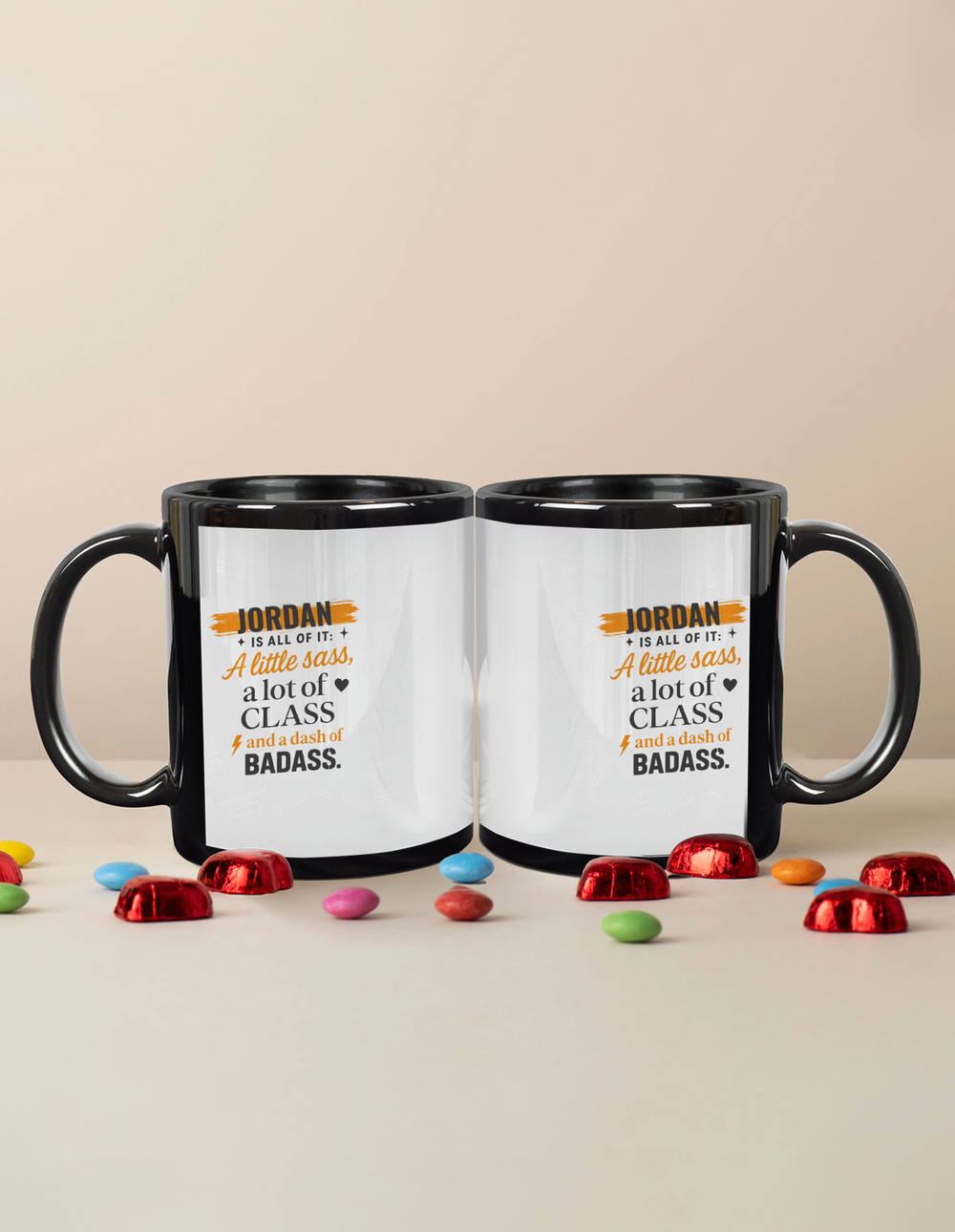 Personalized Black Coffee Mug - Graphic with Custom Name image 1