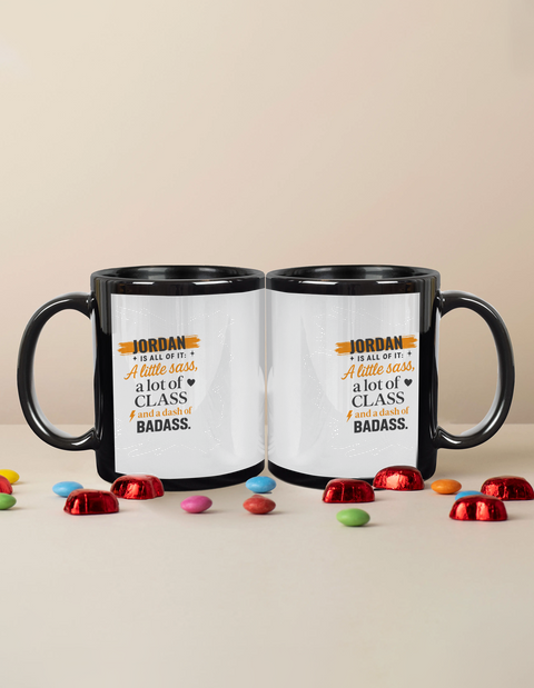 Personalized Black Coffee Mug - Graphic with Custom Name