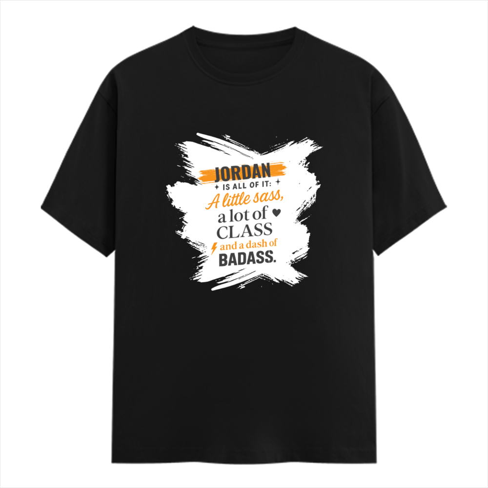 Personalized Male Classic Crew T-Shirt - Graphic with Custom Name -DTF Print - Black image 2