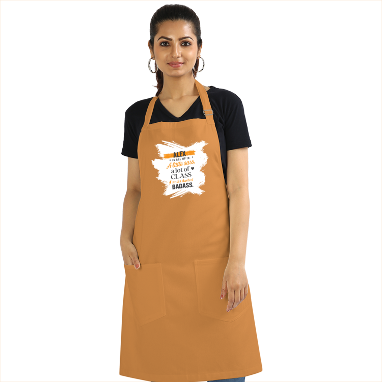 Personalized Apron - Graphic with Custom Name -DTG Print - Khaki image 5