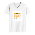 Personalized Male V Neck T-Shirt - Typographic with Custom Name -DTG Print - White image 1