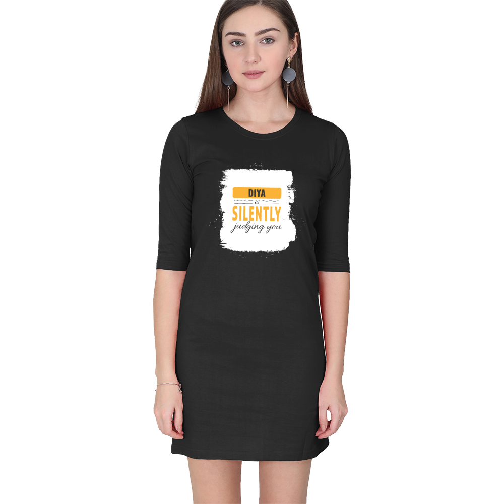 Personalized Female T-Shirt Dress - Typographic with Custom Name -DTF Print