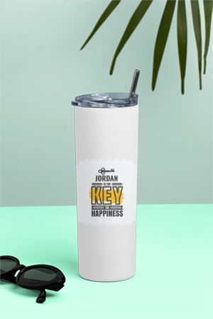 Personalized Tumbler Bottle - Typographic with Custom Name - White image 1