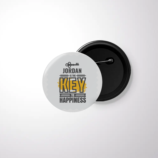 Personalized Black Badge - Typographic with Custom Name - White image 1