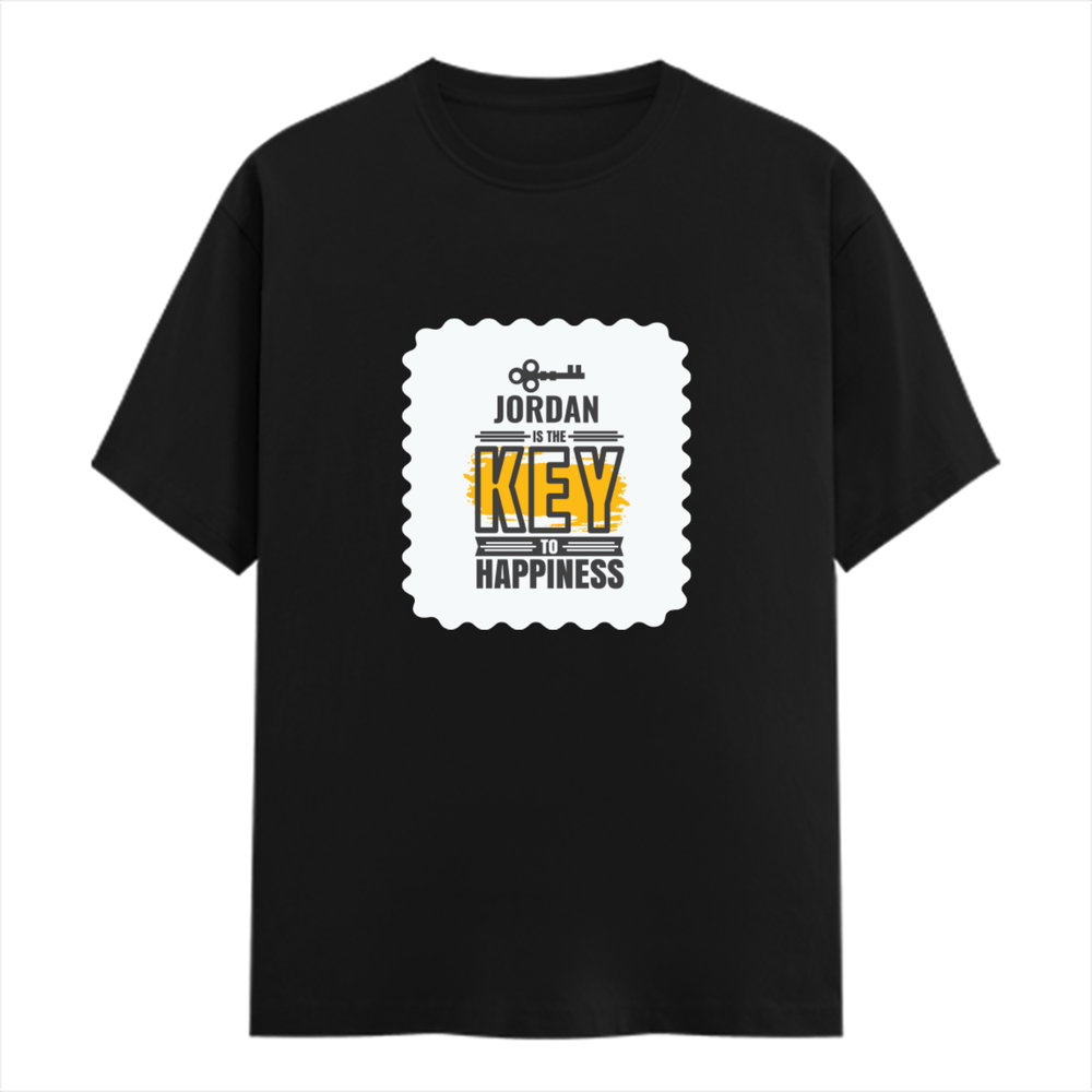 Personalized Male Classic Crew T-Shirt - Typographic with Custom Name -DTF Print - Black image 1