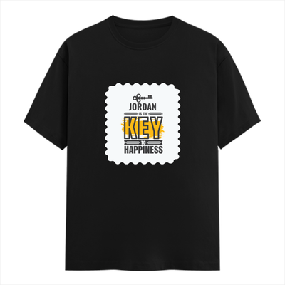 Personalized Male Classic Crew T-Shirt - Typographic with Custom Name -DTF Print - Black image 1