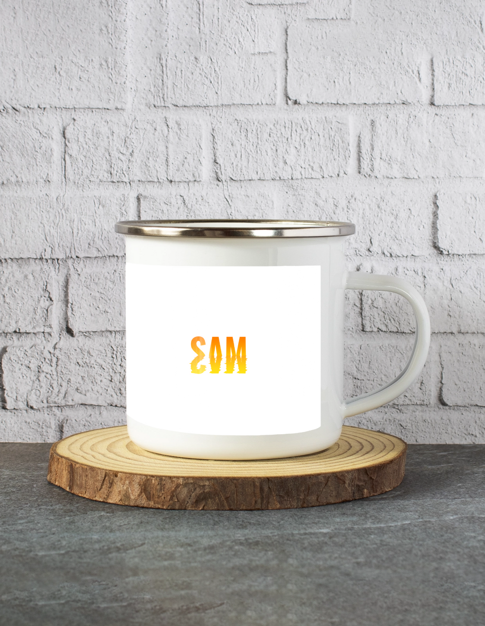 Personalized White Enamel Mugs - Modern with Custom Name image 1