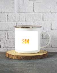 Personalized White Enamel Mugs - Modern with Custom Name