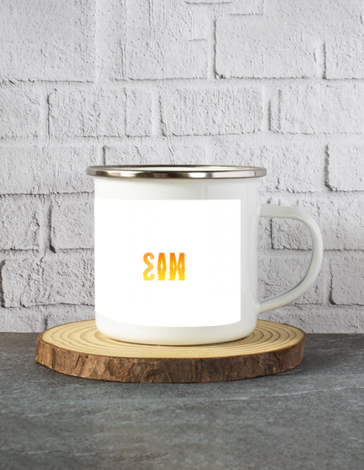 Personalized White Enamel Mugs - Modern with Custom Name image 1