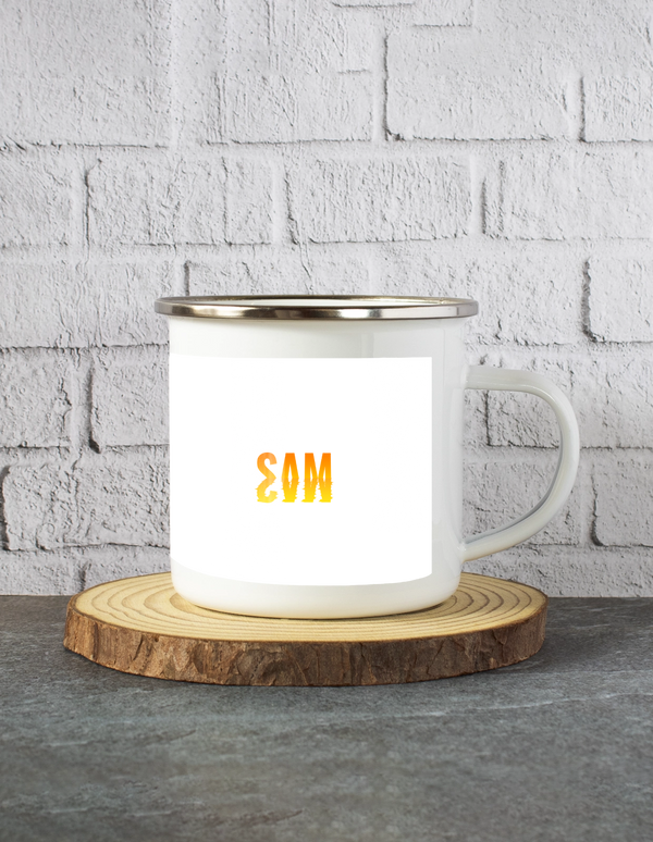 Personalized White Enamel Mugs - Modern with Custom Name image 1