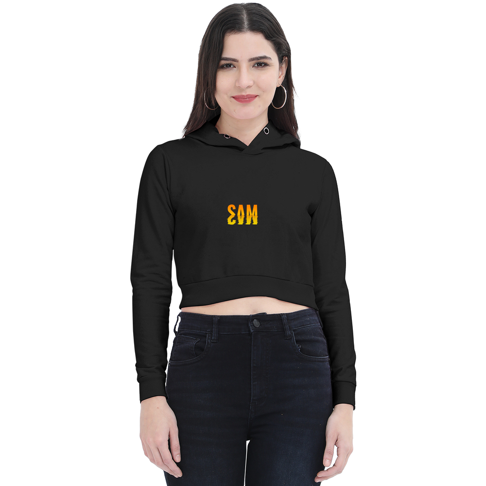 Personalized Female Cropped Hoodie - Modern with Custom Name -DTG Print - Black image 2