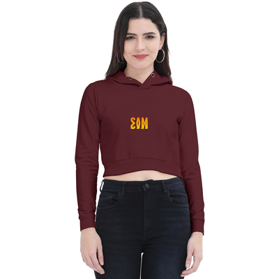 Personalized Female Cropped Hoodie - Modern with Custom Name -DTG Print - Maroon image 1