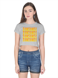 Personalized Female Crop Top - Modern with Custom Name -DTG Print - Grey Melange image 2