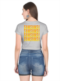 Personalized Female Crop Top - Modern with Custom Name -DTG Print - Grey Melange image 7