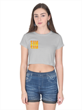Personalized Female Crop Top - Modern with Custom Name -DTG Print - Grey Melange image 17