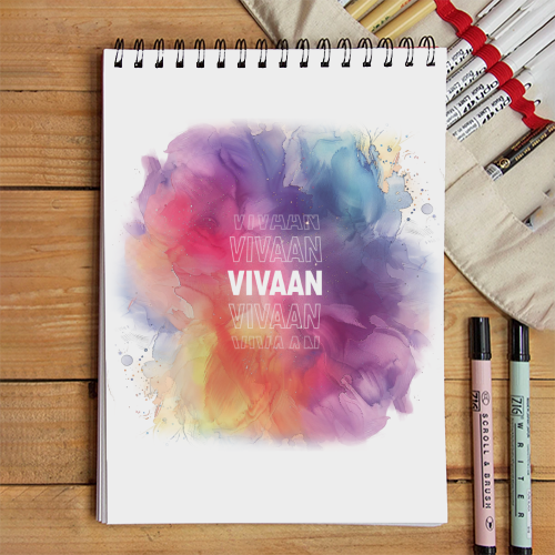 Personalized Sketchbook - Abstract with Custom Name - White image 1