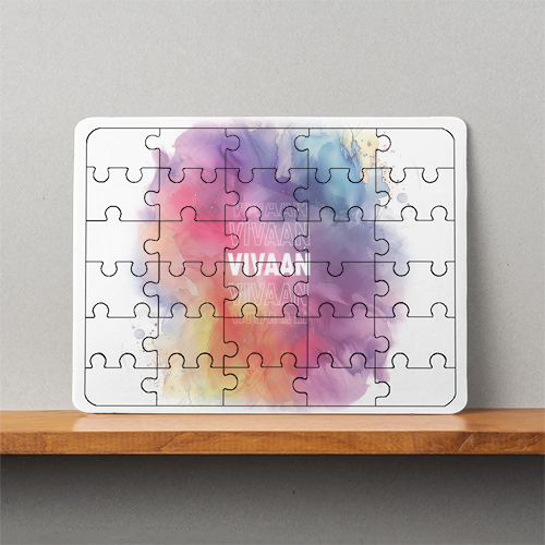 Personalized MDF Wooden Puzzles - Abstract with Custom Name - White image 1