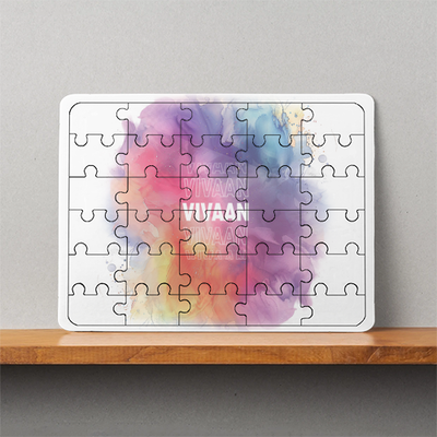 Personalized MDF Wooden Puzzles - Abstract with Custom Name - White image 1