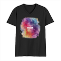 Personalized Male V Neck T-Shirt - Abstract with Custom Name -DTG Print - Black image 2