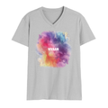 Personalized Male V Neck T-Shirt - Abstract with Custom Name -DTG Print - Grey Melange image 4