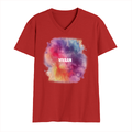 Personalized Male V Neck T-Shirt - Abstract with Custom Name -DTG Print - Red image 5