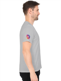 Personalized Male V Neck T-Shirt - Abstract with Custom Name -DTG Print - Grey Melange image 24