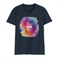 Personalized Male V Neck T-Shirt - Abstract with Custom Name -DTF Print - Navy Blue image 2