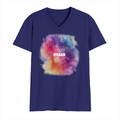 Personalized Male V Neck T-Shirt - Abstract with Custom Name -DTF Print - Royal Blue image 4