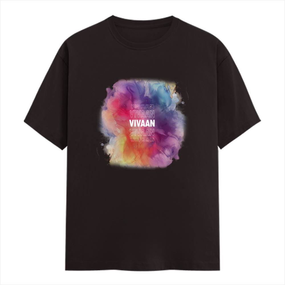 Personalized Male Classic Crew T-Shirt - Abstract with Custom Name -DTG Print - Coffee Brown image 3