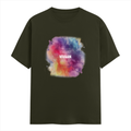 Personalized Male Classic Crew T-Shirt - Abstract with Custom Name -DTG Print - Olive Green image 4