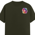 Personalized Male Classic Crew T-Shirt - Abstract with Custom Name -DTG Print - Olive Green image 14