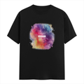 Personalized Male Classic Crew T-Shirt - Abstract with Custom Name -DTF Print - Black image 2