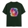 Personalized Male Classic Crew T-Shirt - Abstract with Custom Name -DTF Print - Bottle Green image 3