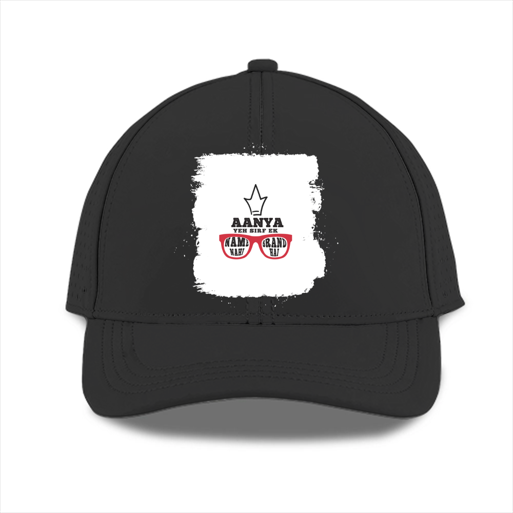 Personalized Sports Cap - Graphic with Custom Name -DTG Print - front - Black - mockup 1